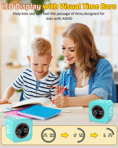 Digital Pomodoro Timer Cube 5/10/25/50min, Visual Productivity Flip Timer for Kids Classroom Desk, Custom Countdown, Silent and Sound Mode for ADHD Study Work Game Kitchen (Orange)