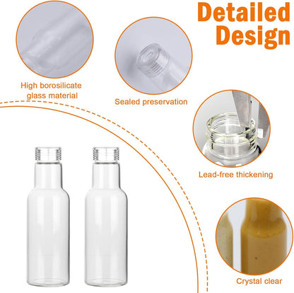 Salad Dressing Container 16 Oz Glass 2 Pack, Salad Dressing Shaker Bottle, Leakproof Glass Shaker Bottle for Oil Vinegar Kitchen Fridge Storage Meal Prep Lunch and On the Go