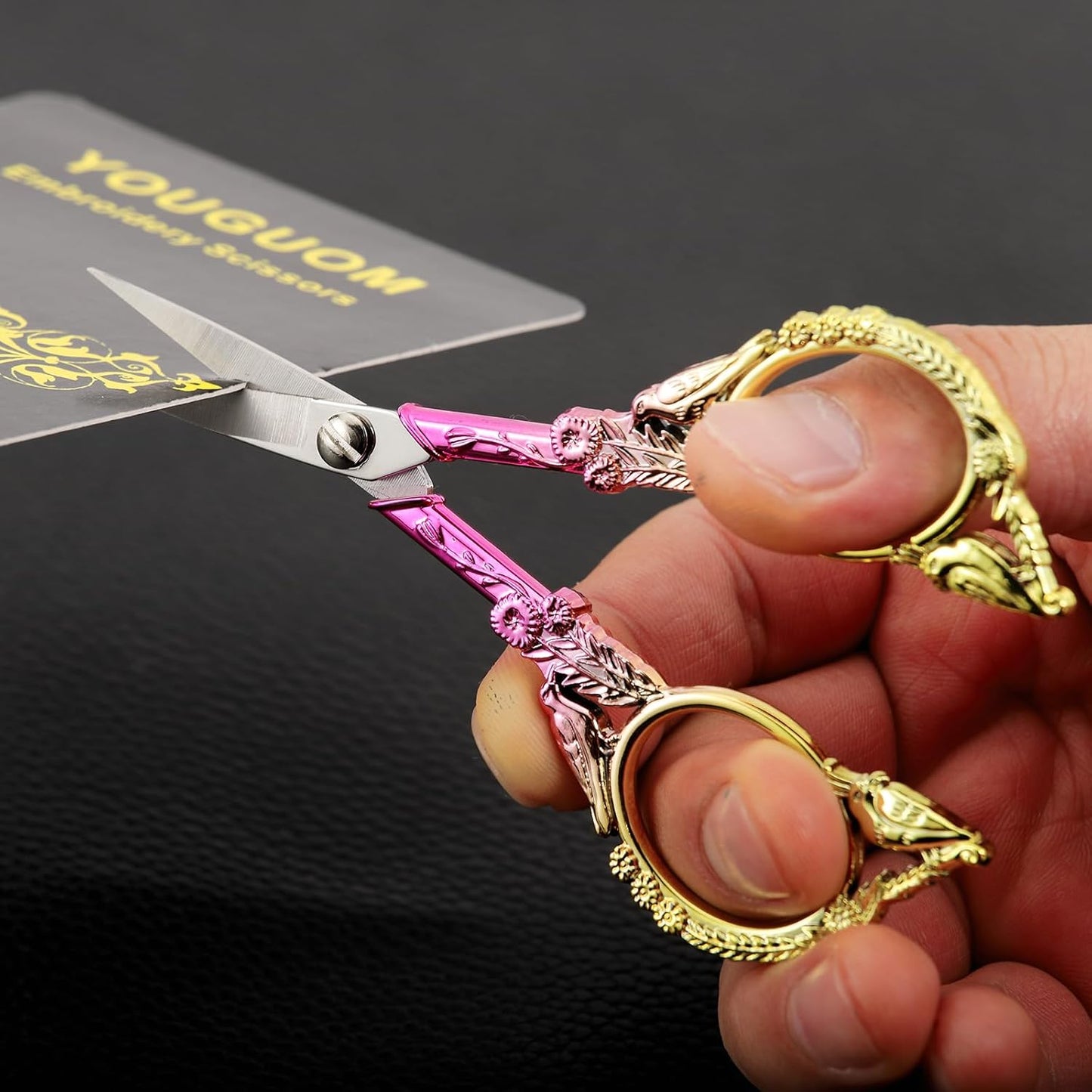 YOUGUOM Sewing Embroidery Scissors, Small Thread Scissor for Craft Artwork Needlework Yarn Knitting Detail Snips, Black Cute Bird Shears