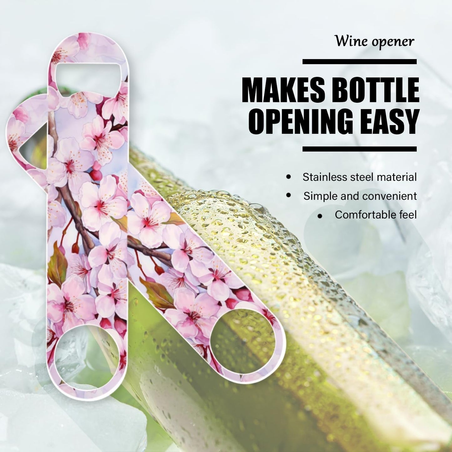 2 PACK Beer Bottle Opener, Stainless Steel Flat Bottle Openers,7 inch Metal Decor,Pink And Gold Marble