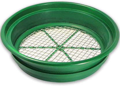 SE 13.25 Inch Wide Stackable Classifier Gold Prospecting Pan - 1/8 Inch Stainless Steel Mesh Sifting Pan, Green
