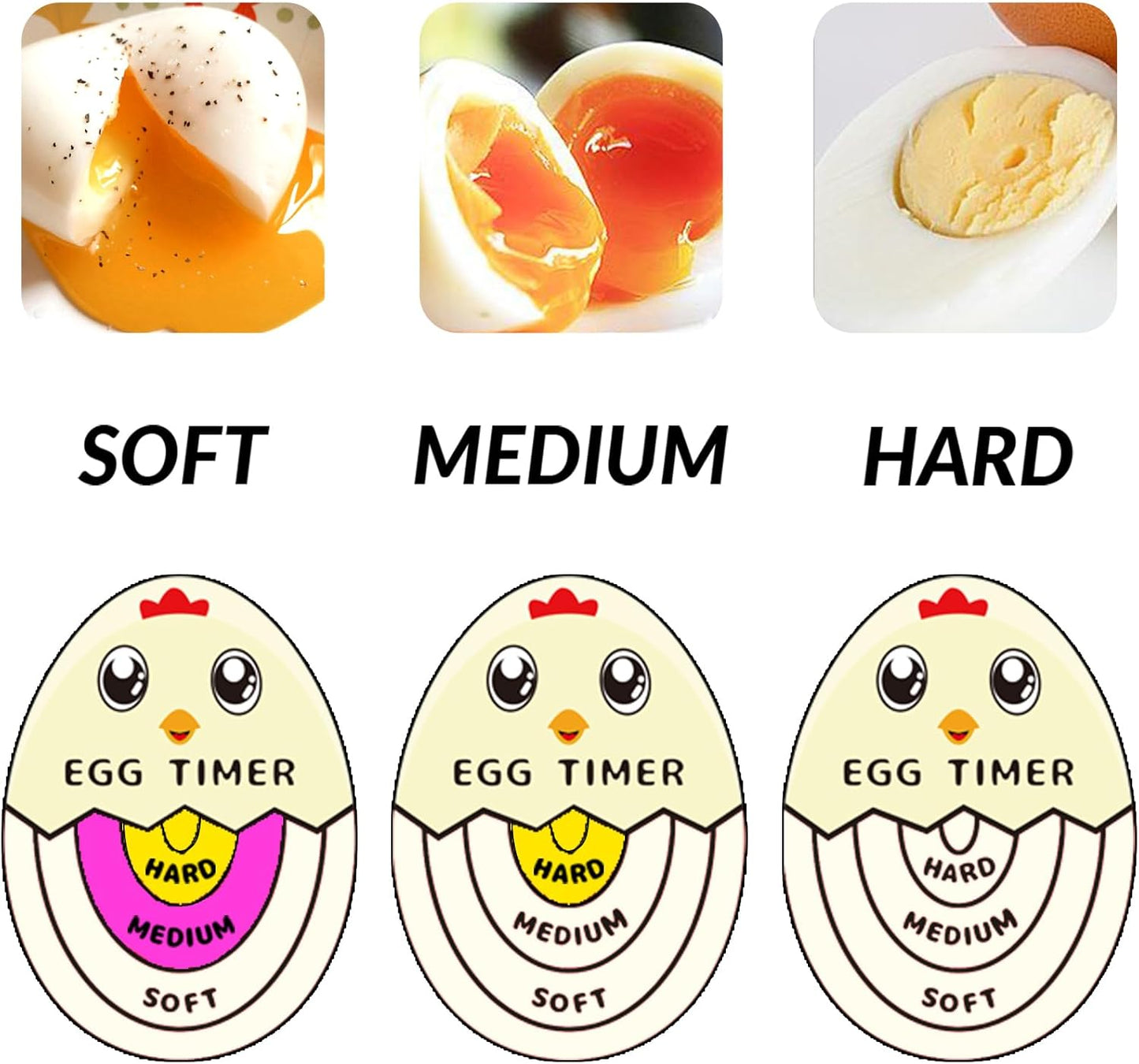 Lasubst Egg Timer for Boiling Eggs that Changes Color When Done, Tricolor