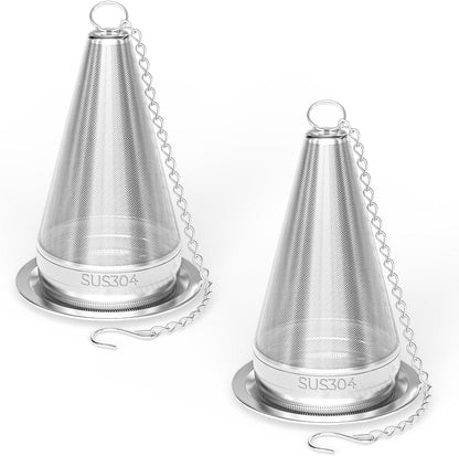 Cone Tea Infusers for Loose Leaf Tea, 304 Stainless Steel Tea Strainer Fine Mesh, 1.8” x 3” Loose Leaf Tea Steeper with a Drip Tray