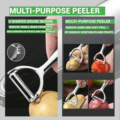 Julienne Peeler Stainless Peelers for Kitchen Tools - 2-in-1 Vegetable and Potato Peeler, Ultra Sharp No-Rust Stainless Steel with Anti-Slip Handle, Perfect for Veggies and Fruits