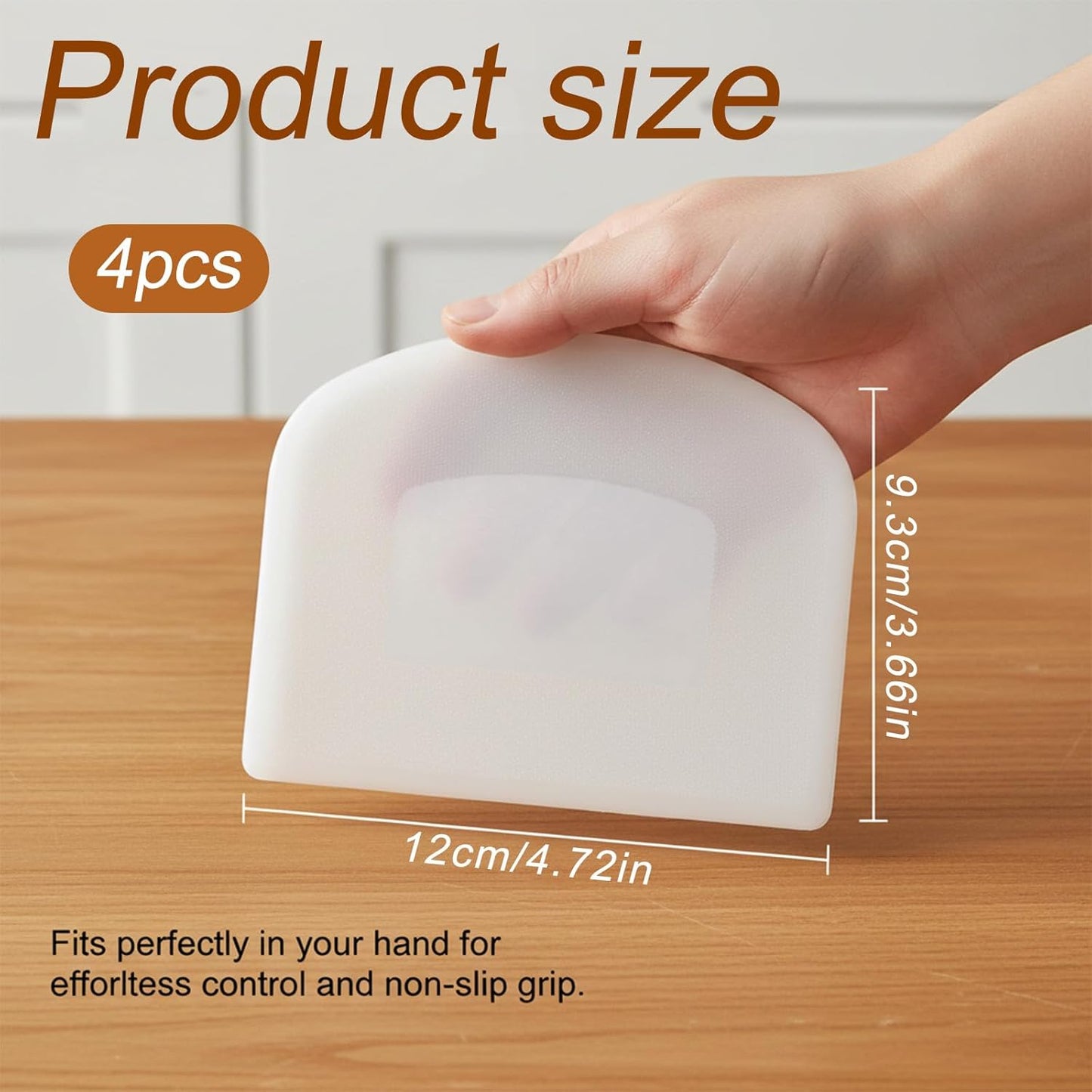 4 PCS Plastic Bench Scraper, White Flexible Bench Scraper Food-Safe Bread Scrapers Multipurpose Dough Scrapers for Cutting Bread Doughs Cake Fondant