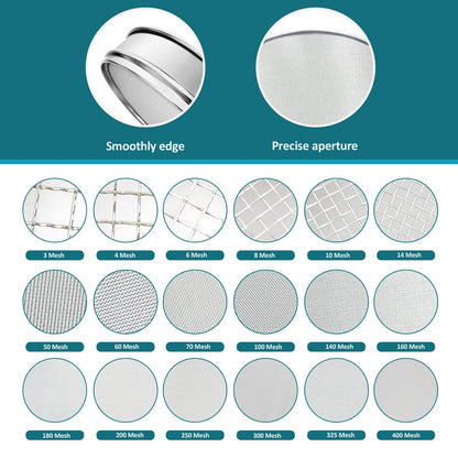 304 Stainless Steel Mesh Lab Sieve, 80 Mesh (0.2mm) Aperture Test Sieve, 7.9Inch(20cm) Diameter Economy Standard Analysis Sample Test Sieves for Industrial Laboratory Homes - Colors A