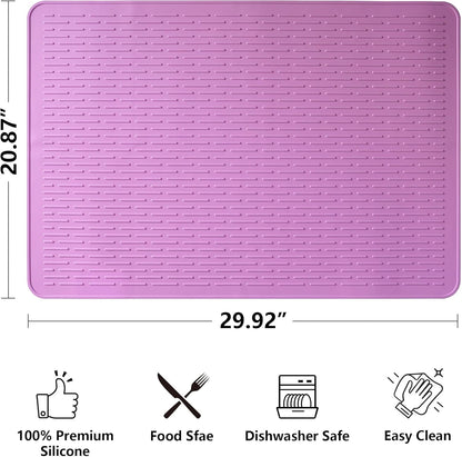 Stove Top Cover for Electric Stove- Range Covers for Electric Stove,Silicone XXL Dish Drying Mat, Glass Cooktop Covers, Flat RV Range top Mats (Black, 28"x20")