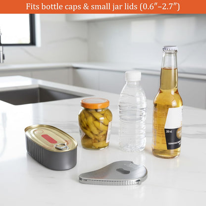 Uinxan Bottle & Jar Opener for Weak Hands & Seniors – 5 in 1 for Vacuum Seals, Soda, Small Jar Lids(0.6"-2.7"), Beer Caps, Pull Tabs – Multifunction Portable Tool for Elderly/Women/Men (Silver)