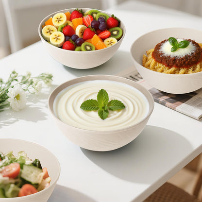 Wheat Straw Bowls Set with Lids, Unbreakable 40 OZ Cereal Bowls Set of 4, Salad Container for Lunch, Microwave & Dishwasher Safe Bowl Set for Kitchen, Picnic, RV, Camping, Multi