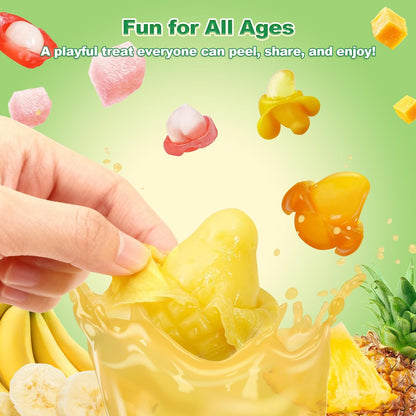AMOS Peelerz Peelable Gummy Candy Variety Pack, Mango White Peach Banana Green Apple Passion Fruit Lychee, Soft Chewy Fruit Snack, Pack of 6