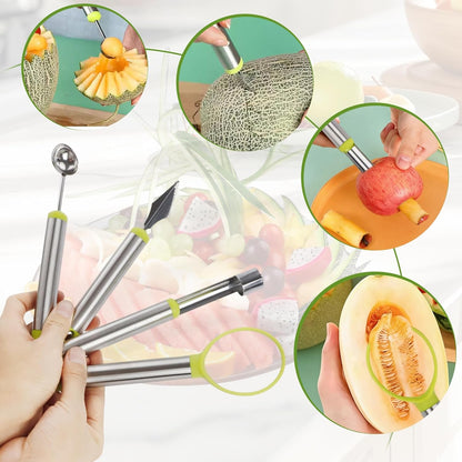 24 Pack Fruit Carving Tools Set Melon Baller Scoop Set, Vegetable Cutter Shapes with Cartoon Animals Food Picks for Kids Lunch, V Tool for Fruits Vegetable Sculpting