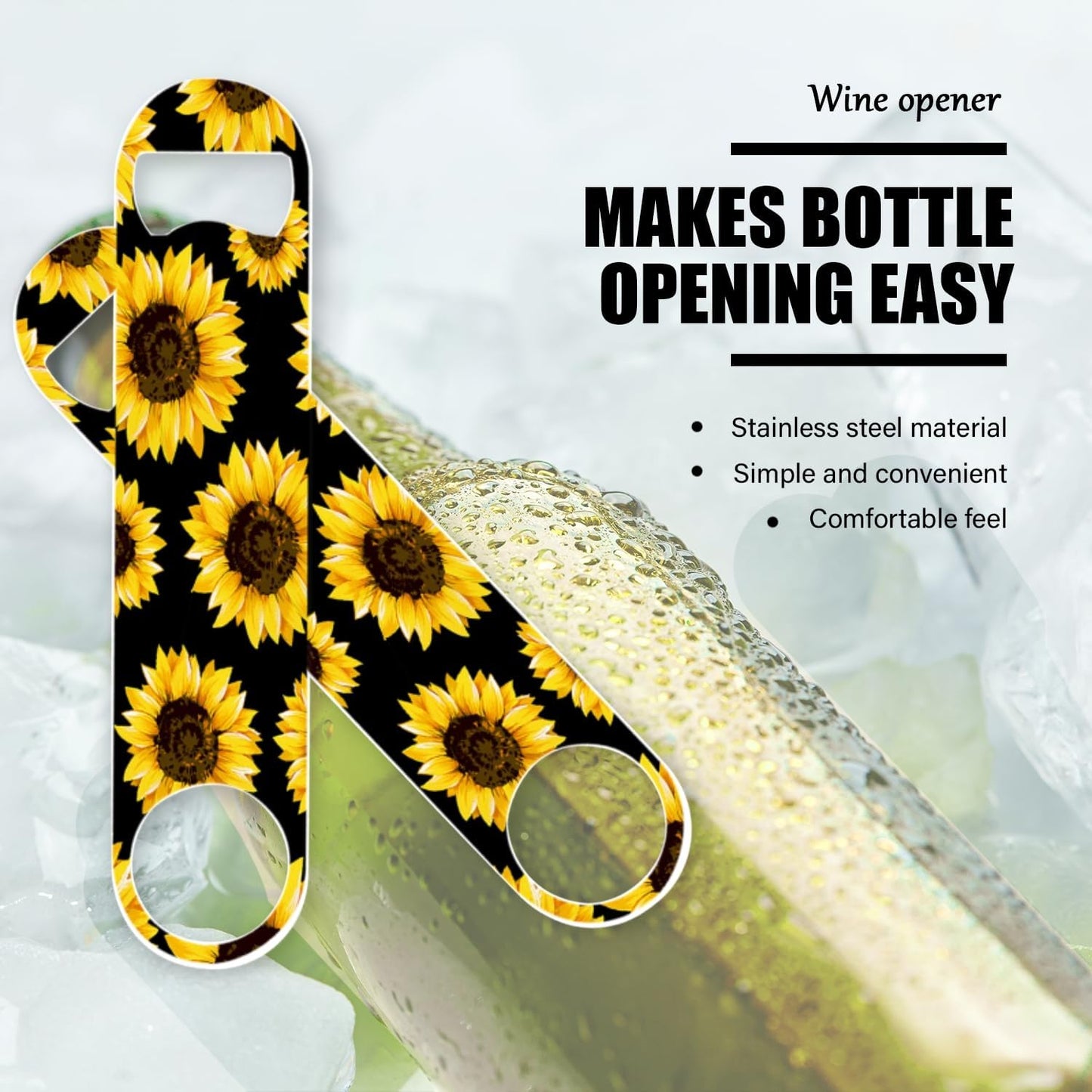 2 PACK Beer Bottle Opener, Stainless Steel Flat Bottle Openers,7 inch Metal Decor,Pink And Gold Marble