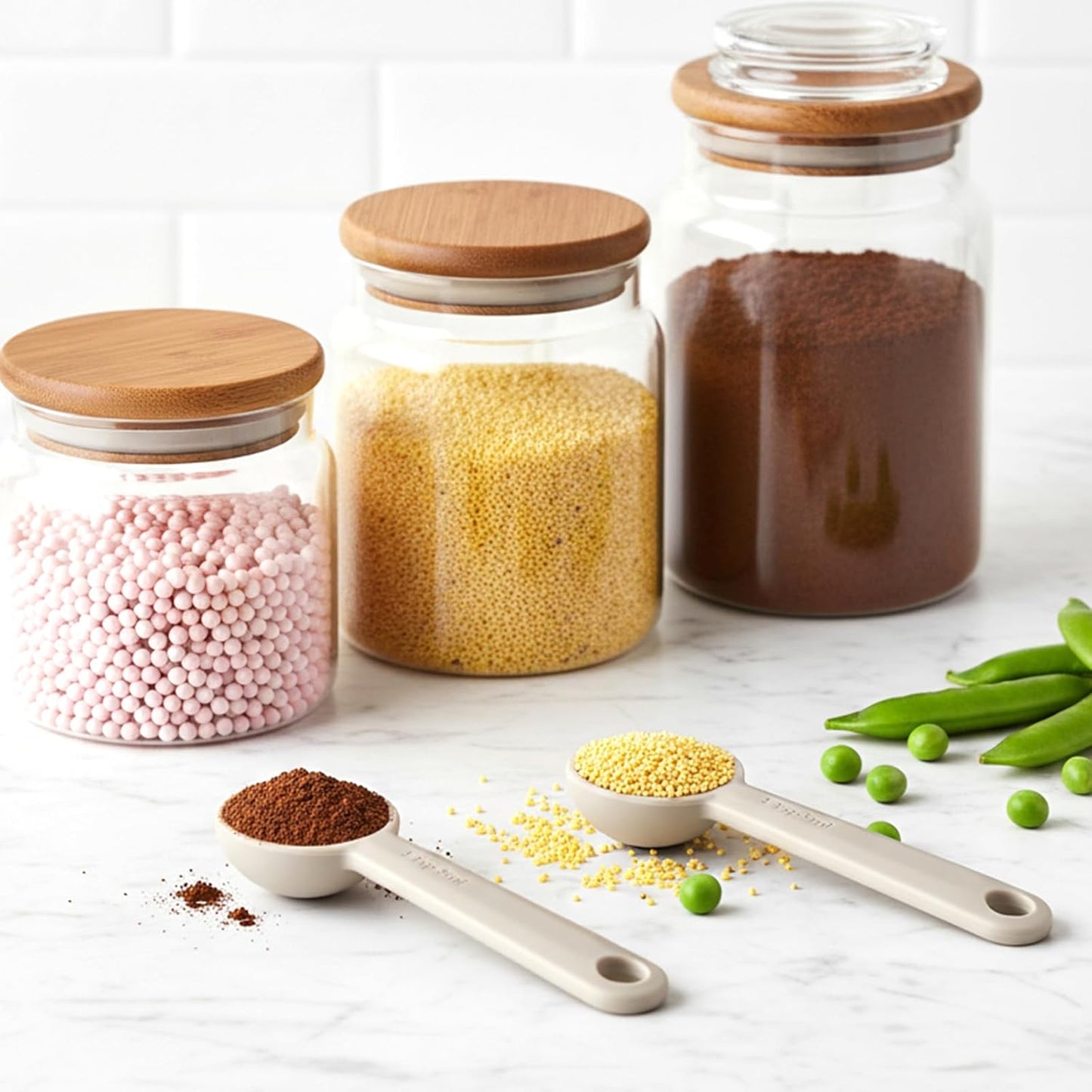 JIEYAO 2 Pcs 1tsp(1/3tbsp, 5 ml) Single Measuring Spoon, Food Grade Silicone Teaspoon Scoop with Hanging Hole Mini Measure for Coffee Baking Cooking