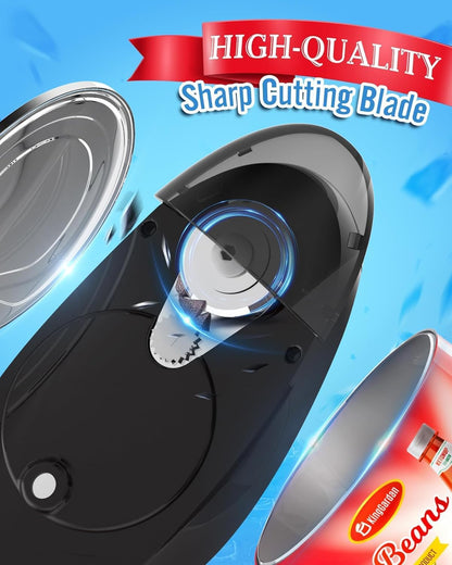 Auto Electric Can Opener, Fast & Efficient Automatic Hands-Free Can Opener, Easy to Use, Compact & Portable, Smooth Edge, Battery Operated, Easy Open for Arthritis & Seniors, Fits All Can Sizes -Black
