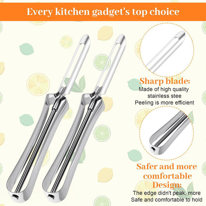 JIEYAO 2 Pack Stainless Steel Vegetable Peelers for Kitchen, Swivel Fruit Potato Peeler Ergonomic Rotary Peeler for Carrot Potato Fruit Dishwasher Safe Kitchen Tool