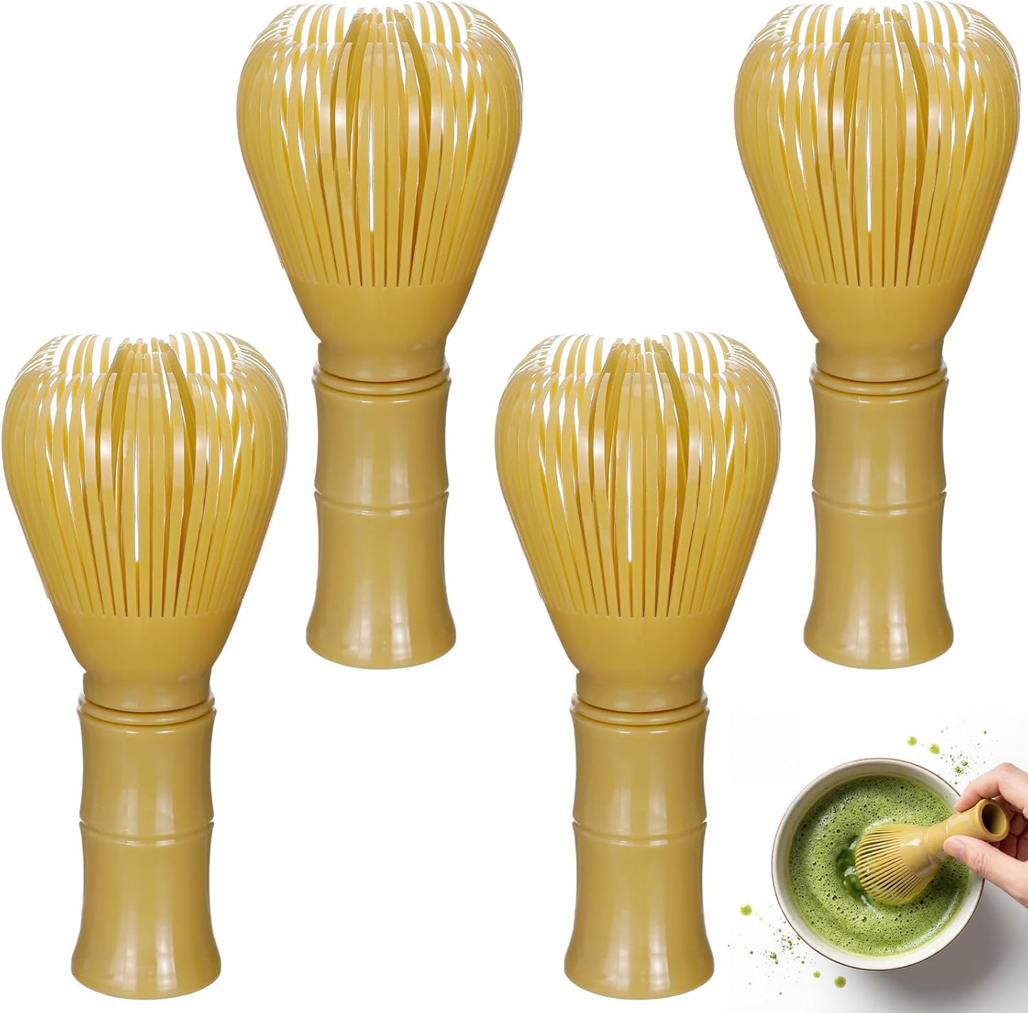 LemonRoad 4 Pcs Plastic Matcha Whisk, Reusable Resin Japanese Chasen Matcha Stirrer Gifts, Ideal for Daily Use, Travel, and Gift Giving