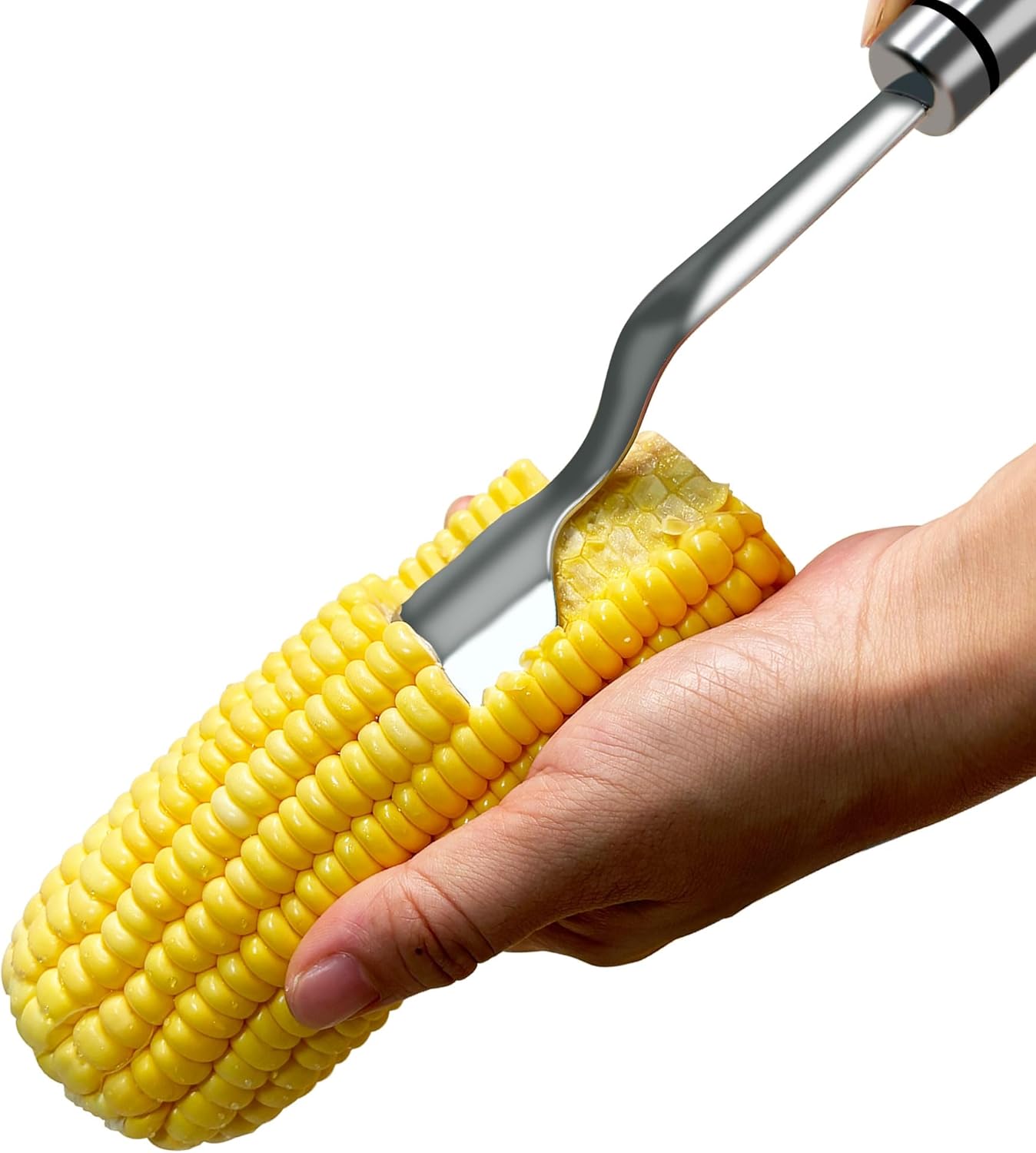 Corn Peeler, Stainless Steel Corn Cob Stripper Tool with Sharp Curved Blade, Durable & Easy to Clean, Dishwasher Safe Corn Kernel Remover for Fresh Corn