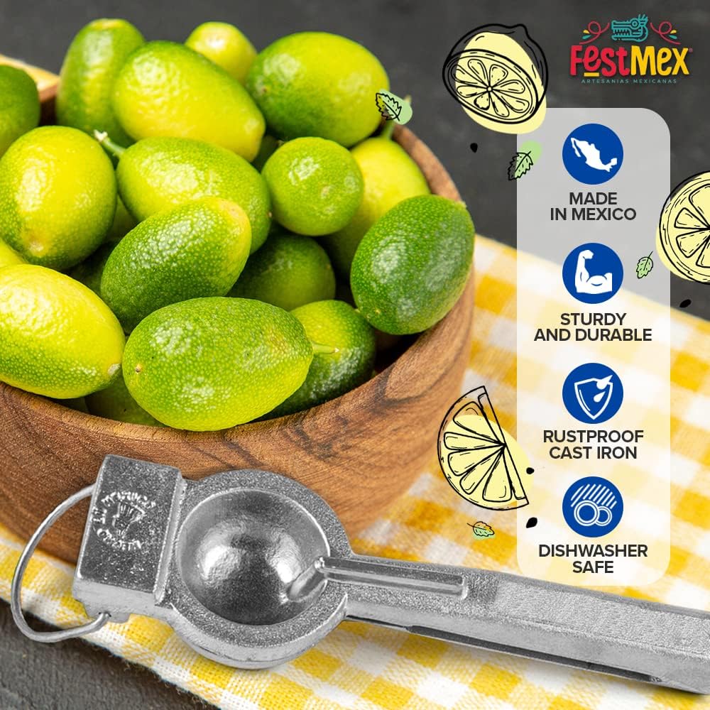 Lemon Squeezer Cast Premium Aluminum Manual Hand Press Juicer, 2.4" Large – Heavy-Duty Mexican Made Citrus Juicer for Lemons, Limes & Oranges, Handheld Juice Press, Exprimidor de Limones