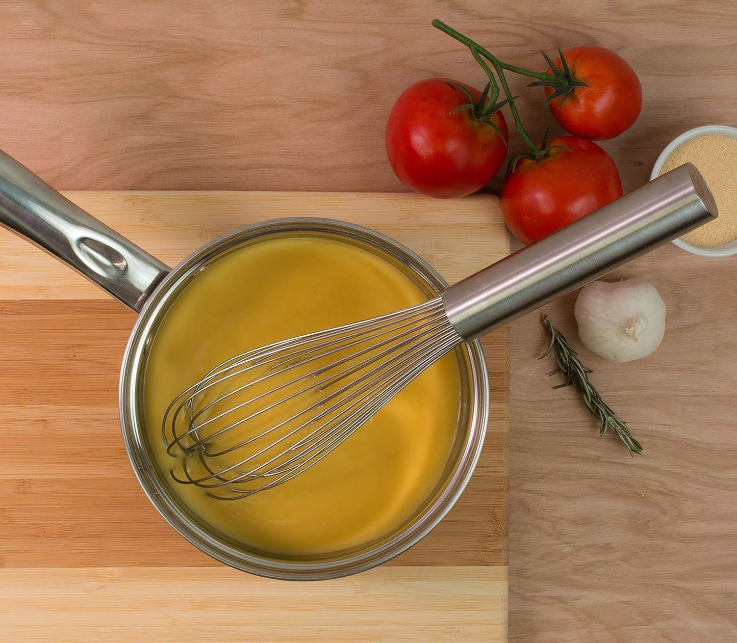Soro Essentials- 14" Stainless Steel Piano Wire Whip- Thin Flexible Wire Whisk for Whisking Cooking Beating Blending Stirring Ingredients Mixing Sauces Baking Tools Cake Bread Pizza Pastry Biscuits