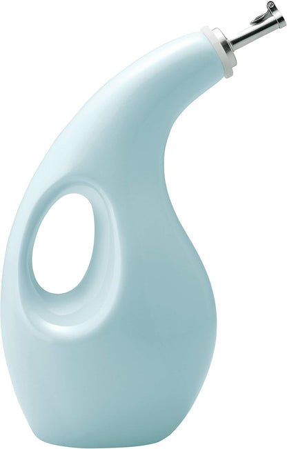 Rachael Ray 48467 Ceramic EVOO Oil and Vinegar Dispensing Bottle with Spout, 24 Ounce - Agave Blue