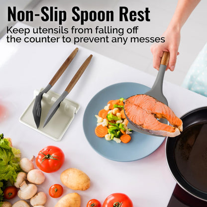 Zulay Kitchen Spoon Rest for Multiple Utensils High Heat-Resistant Silicone Drip Pad, BPA-Free Spoon Holder for Stove Top, Kitchen Gadget Holder for Ladles, Tongs, Cooking Spatula - Makes Great Gift