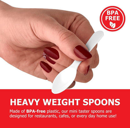 Stock Your Home 1000 Count 3-Inch Plastic Mini Taster Spoons - Perfect for Sampling, Desserts, and Parties, Disposable and Durable Utensils