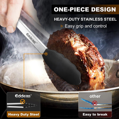 Tongs For Cooking - Heat Resistant 600 Degrees Stainless Steel Kitchen Tong,Heavy Duty Metal Locking Tongs - Perfect for Food,Salad and BBQ set of 3 (7",9" and 12") Dishwasher