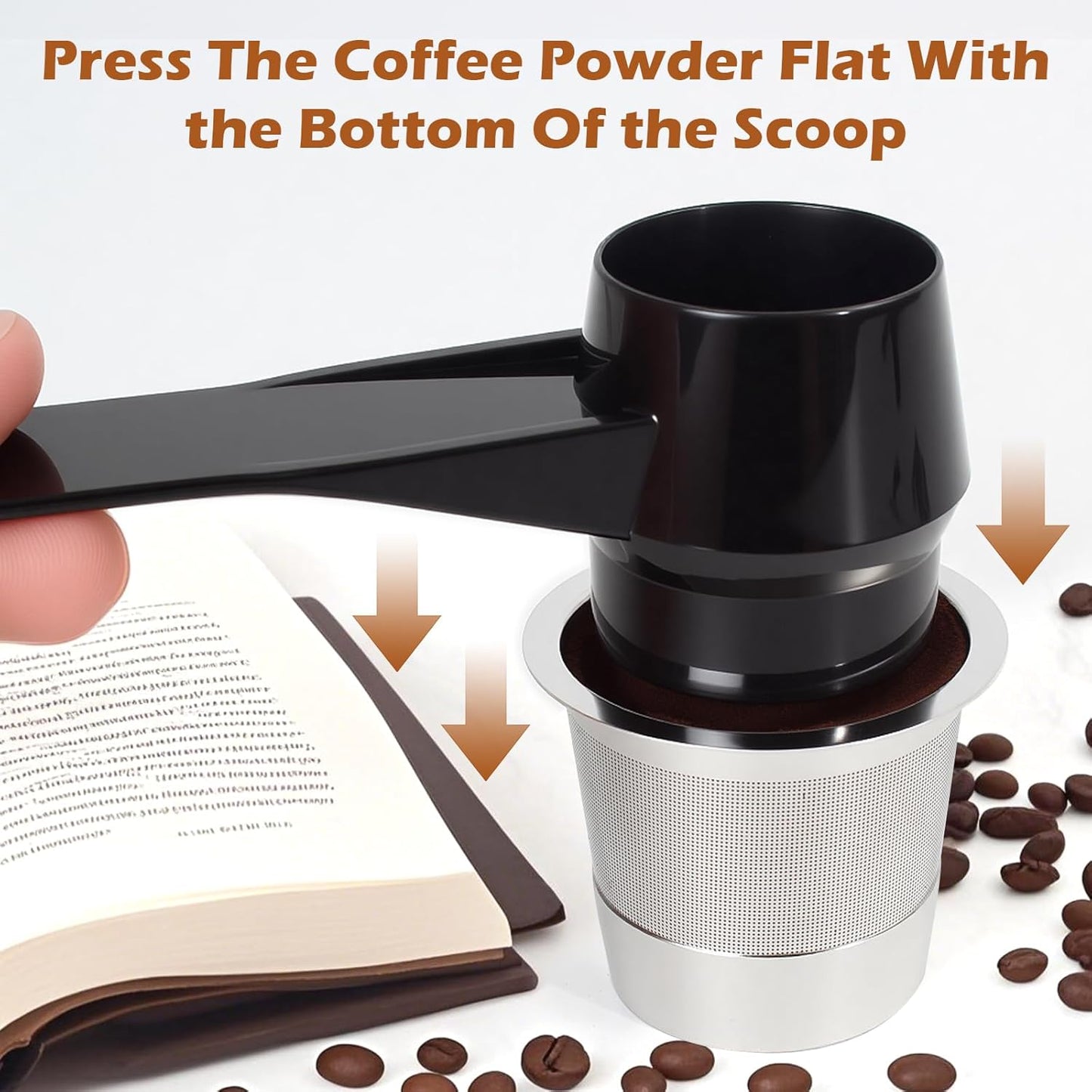 Coffee Scoop for Reusable K Cup Refillable Coffee Pods, 2 Tablespoon Capacity, Scoop for Ground Coffee, Protein Powder, Tea(Black,1Pack)
