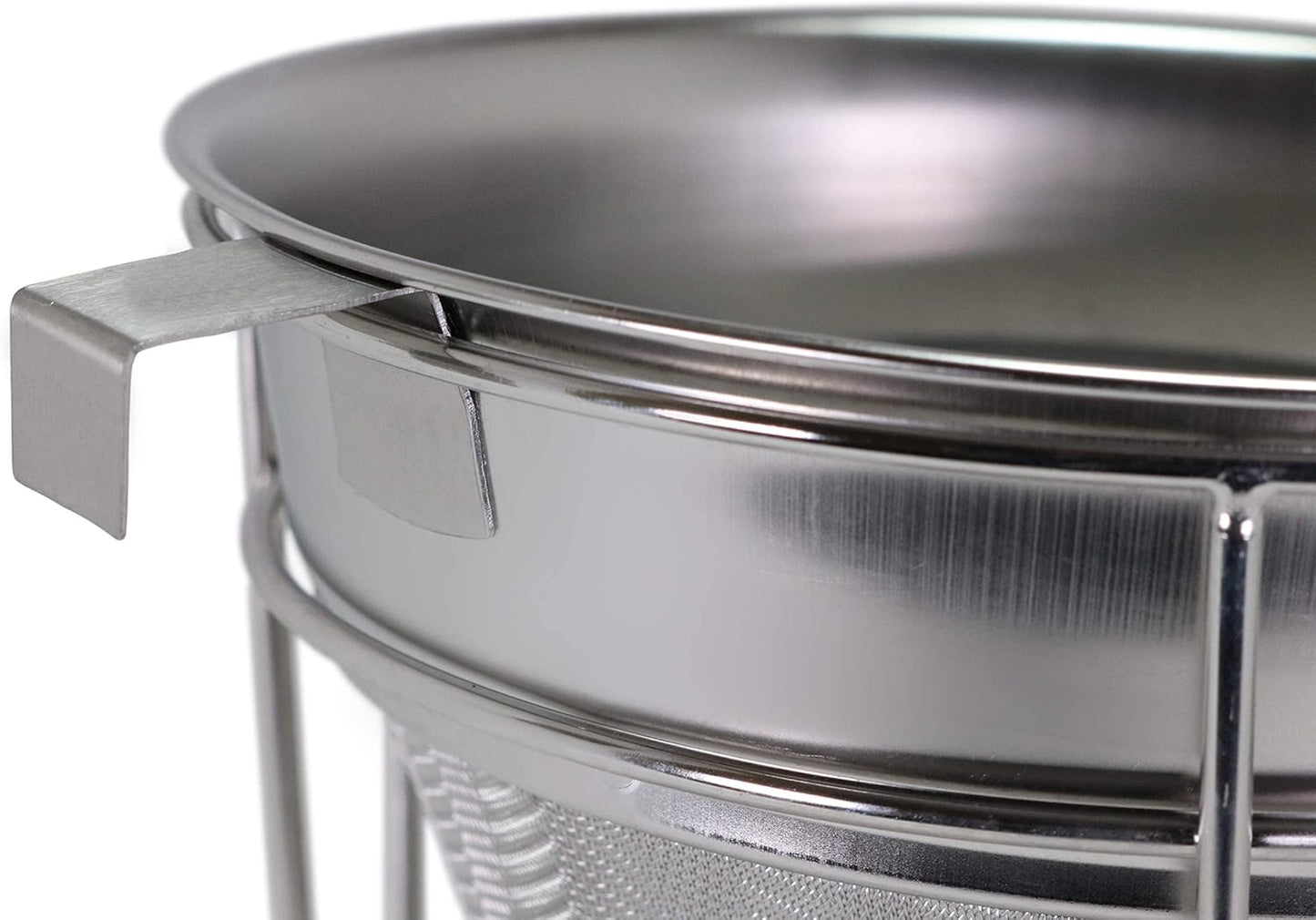 Anchy Premium 8" Chinois Fine Mesh Strainer Set with Stand & Bamboo Spatula – 18/8 Stainless Steel China Cap Cone Sieve, Professional Bouillon Strainer for Sauces, Soups, Broth, Stock, Jelly & Purees