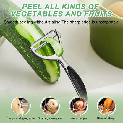 Vegetable Peeler, Potato Peelers for Kitchen, Stainless Steel Peeler with Non-Slip Handle and Y-Shaped I-Shaped Blade, Julienne Peeler, Perfect for Veggie, Fruit, Carrot, Apple (2PCS)