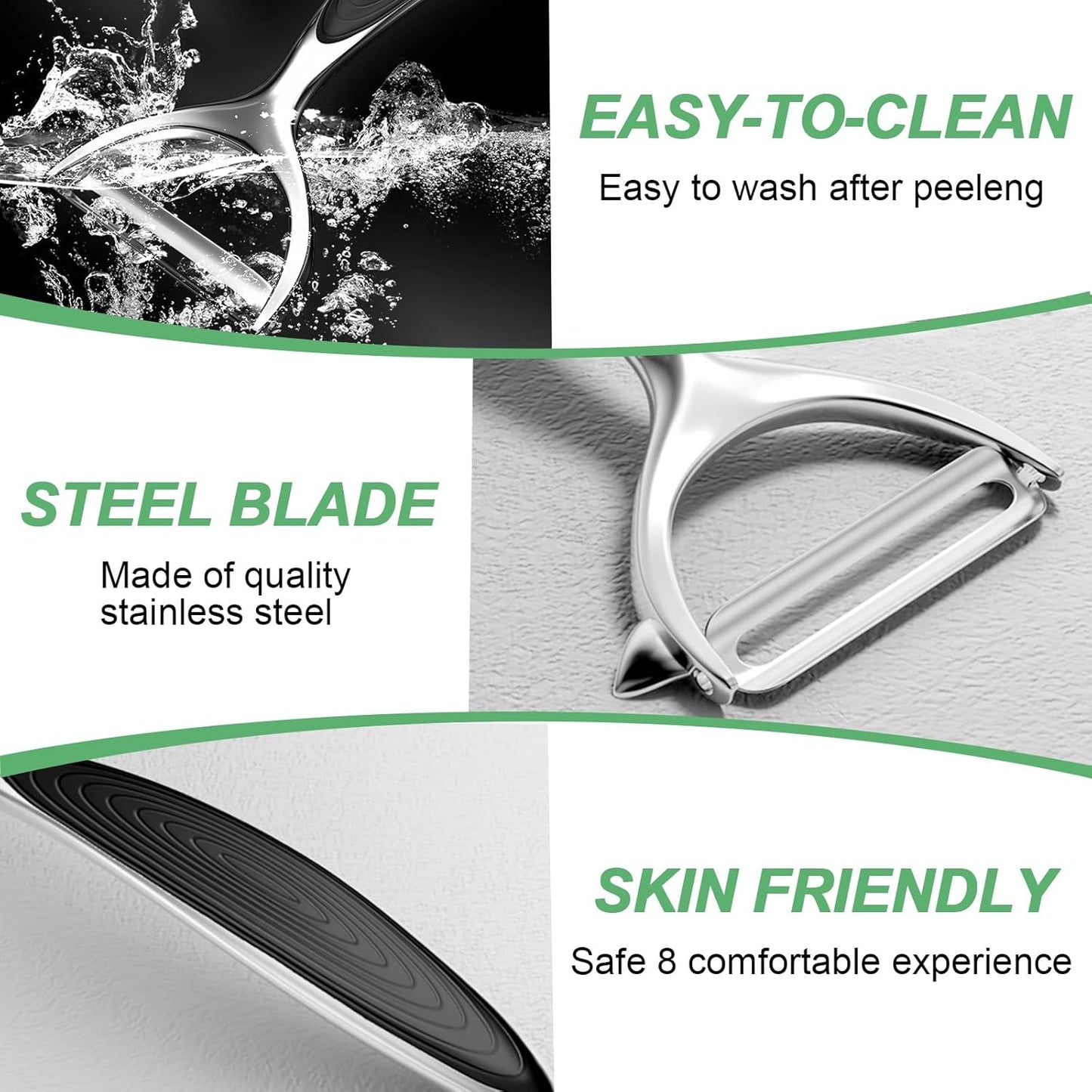 Vegetable Peeler, Potato Peelers for Kitchen, Stainless Steel Peeler with Non-Slip Handle and Y-Shaped I-Shaped Blade, Julienne Peeler, Perfect for Veggie, Fruit, Carrot, Apple (2PCS)