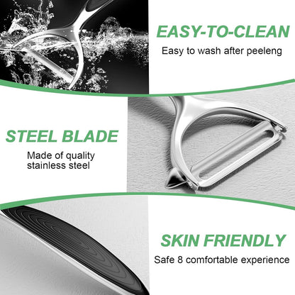 Vegetable Peeler, Potato Peelers for Kitchen, Stainless Steel Peeler with Non-Slip Handle and Y-Shaped I-Shaped Blade, Julienne Peeler, Perfect for Veggie, Fruit, Carrot, Apple (2PCS)
