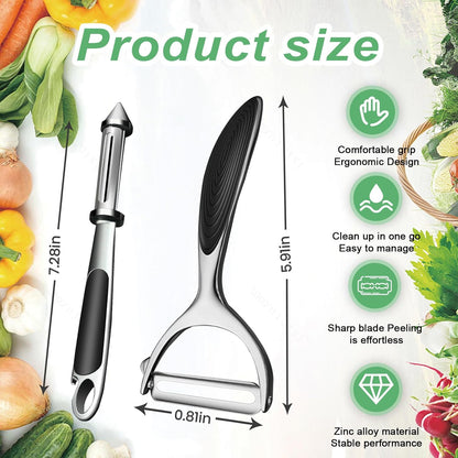 Vegetable Peeler, Potato Peelers for Kitchen, Stainless Steel Peeler with Non-Slip Handle and Y-Shaped I-Shaped Blade, Julienne Peeler, Perfect for Veggie, Fruit, Carrot, Apple (2PCS)