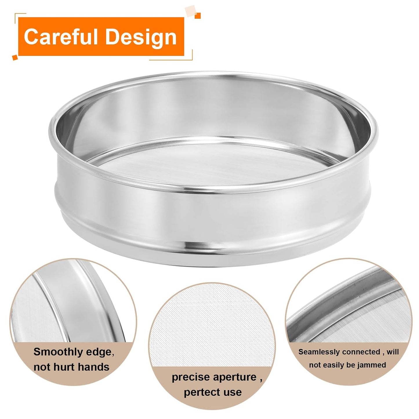 PATIKIL 40 Mesh Lab Sieve, 8" Diameter Test Sieve 304 Stainless Steel Wire Cloth (0.45mm) for Industrial Laboratory - Colors B