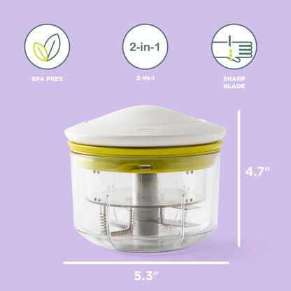 Chef'n VeggiChop Hand-Powered Food Chopper (Arugula), 5.5" x 5.5" x 5"