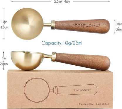 Easyworkz Retro Stainless Steel Coffee Spoon With Black Walnut Handle,10g - Measuring Spoon (Brushed gold)