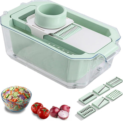 GEHEN Kitchen Pro-Series 9-in-1, 6 Blade Vegetable Chopper, Mandoline Slicer, Food Chopper with Container, 5 Quarts Filter Storage basket, Onion rings, Fruit Slicer, Kitchen Gadgets & Accessories