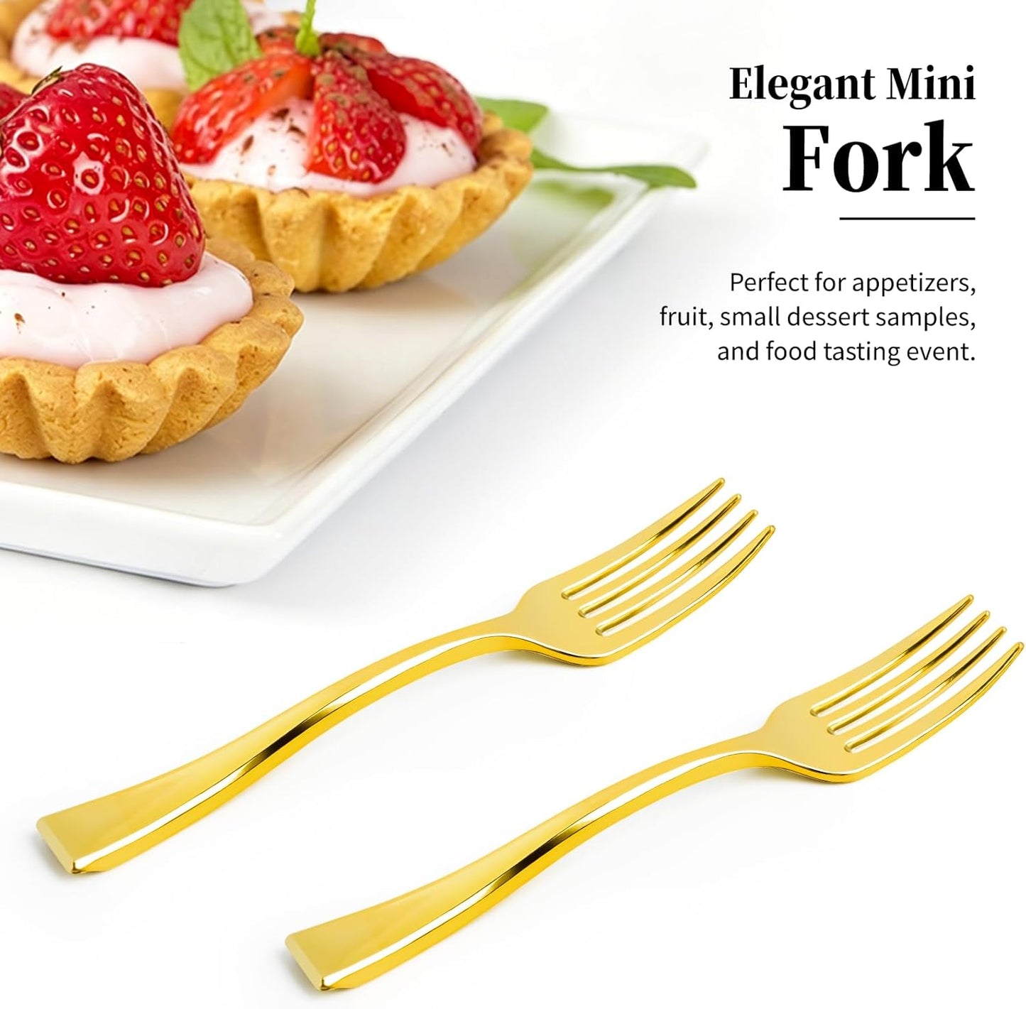 Kucoele 4 Inch Gold Mini Plastic Spoons, 100 Pack Disposable Small Dessert Spoons for Appetizer Tasting, Puddings, Ice Creams, Wedding Reception