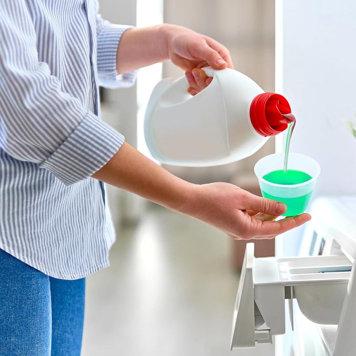 2 PCS Laundry Measuring Cup 120ml Laundry Detergent Washable Cup for Liquid Detergent Reusable Plastic Liquid Measuring Cups for Home