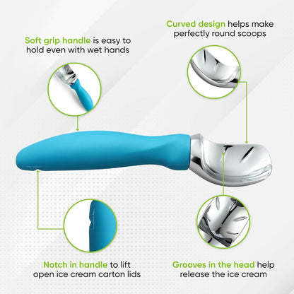 Spring Chef Heavy Duty Ice Cream Scoop with Comfortable Handle - Professional Ice Cream Scooper for Gelato, Sorbet, Cookie Dough, Melon, Frozen Yogurt - Dishwasher Safe Metal Kitchen Tool - Black
