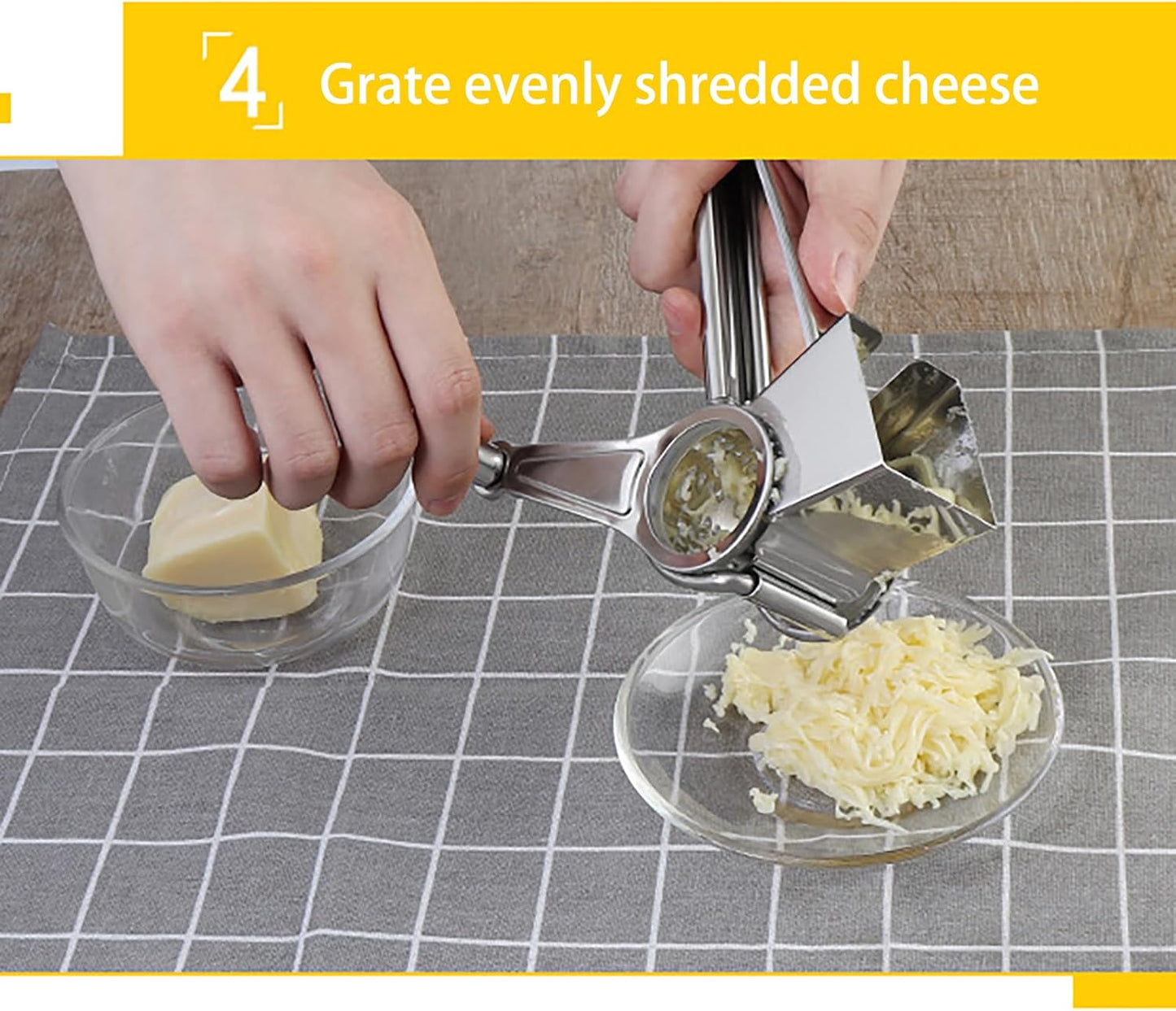 Joyeee Cheese Grater with Handle, Stainless Steel Multipurpose Food Vegetable Potato Hand Grater for Grating and Shredding Hard Cheese, Chocolate, Medium, Walnuts, Potato, Carrot