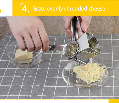 Joyeee Cheese Grater with Handle, Stainless Steel Multipurpose Food Vegetable Potato Hand Grater for Grating and Shredding Hard Cheese, Chocolate, Medium, Walnuts, Potato, Carrot