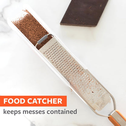 Full Circle Simply the Zest, Fine Grater and Zester with Innovative Food Catcher, High Performance Zesting – Perfect for Parmesan, Garlic, Lemon, Fruit, Chocolate and Ginger, Dishwasher Safe