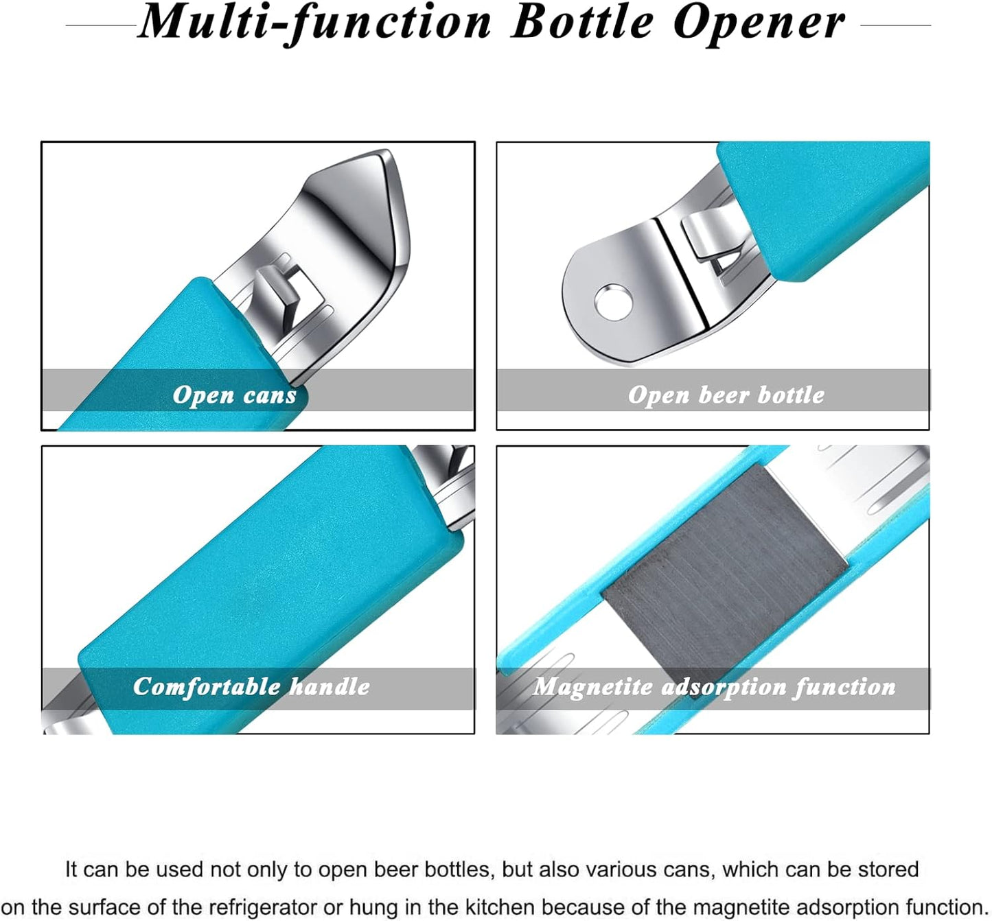 3 Pieces Magnetic Bottle Openers Can Opener Classic Beer Opener Stainless Steel Small Bottle Opener Can Tapper with Magnet for Camping and Traveling HANCELANT (Black Blue Fuchsia)