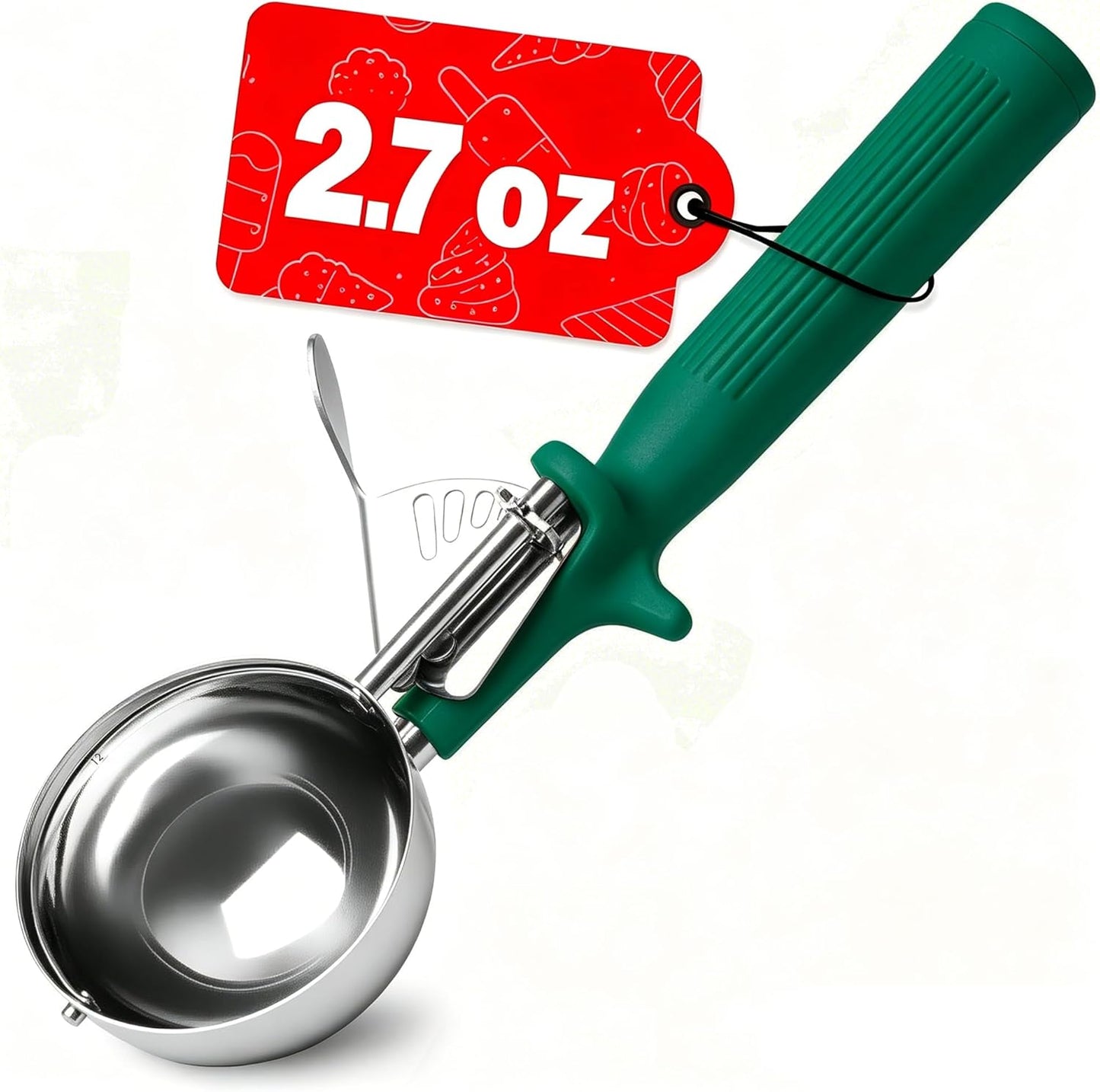 HOMURE H 4 oz Scoop, Large Ice Cream Scoop with Trigger, #8 Disher, Muffin Scoop, Portion Scoop, Cookie Scoop for Baking, Grey Handle, for Making Ice Cream Cookie Muffin Cupcake Mashed Potato