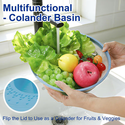 10.7 Inch Microwave Food Cover with Heat Insulation Mat, Anti-Scald Collapsible Microwave Splatter Cover, Multi-Functional as Colander & Fruit Plate, Dishwasher Safe, Ideal for Meal Prep (Gray)