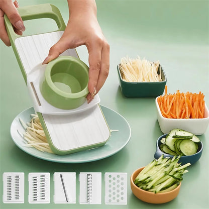 2 Pack Stainless-Steel Mandoline Slicer for Kitchen, 6-in-1 Vegetable Cutter, Shredder & Grater for Potato, Carrot, Salad | Handheld, Multifunctional Kitchen Tool for Daily Salad & Meal Prep