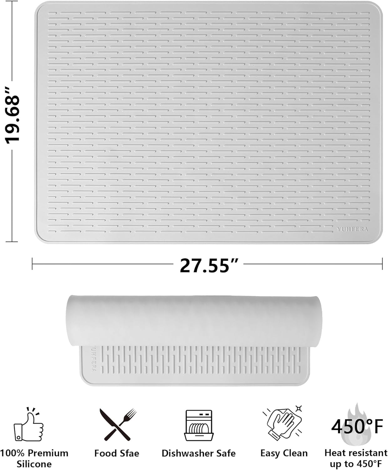 YUHFERA Stove Top Cover for Electric Stove - Silicone Stove Mat for Glass Top, Glass Cooktop Protector, XL Dish Drying Mats for Kitchen,Oven Covers for Electric Stove (Black,30 x 21)