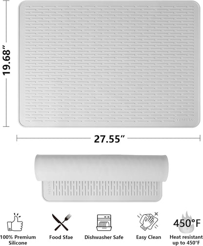 YUHFERA Stove Top Cover for Electric Stove - Silicone Stove Mat for Glass Top, Glass Cooktop Protector, XL Dish Drying Mats for Kitchen,Oven Covers for Electric Stove (Black,30 x 21)