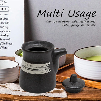 MDEOOSKY Ceramic Seasoning Bottle, Japanese Style Earthenware Ceramic Oil Dispenser, Olive Oil Dispenser, Sushi Sauce Container, 6.76 fl oz